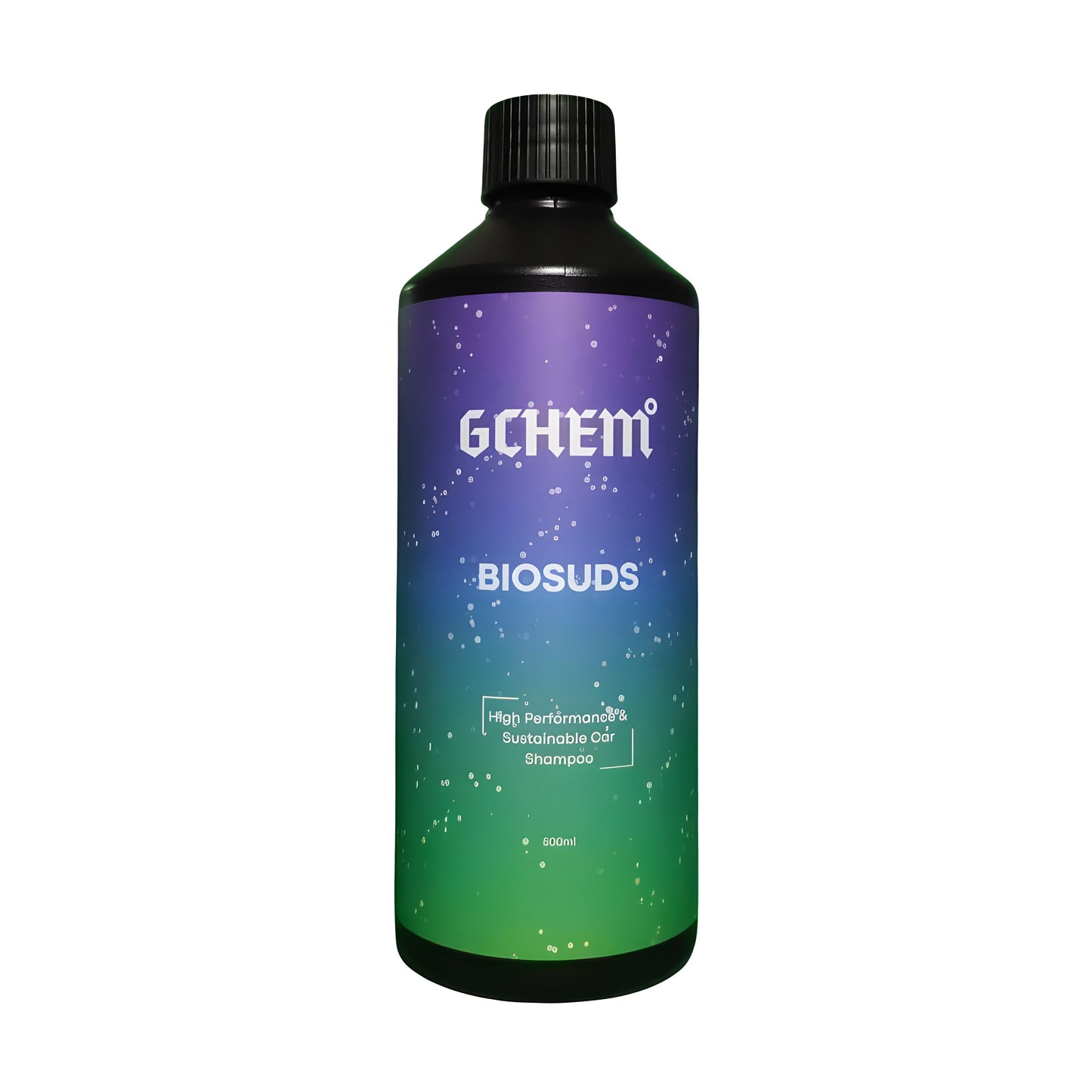 GCHEM BIOSUDS bottle. High performance sustainable biosurfactant car shampoo