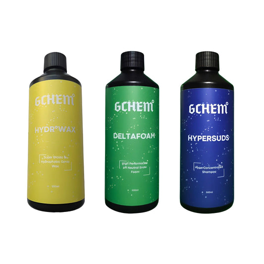 gchem wash and finish bundle including snow foam car shampoo and hydrophobic quick detailer